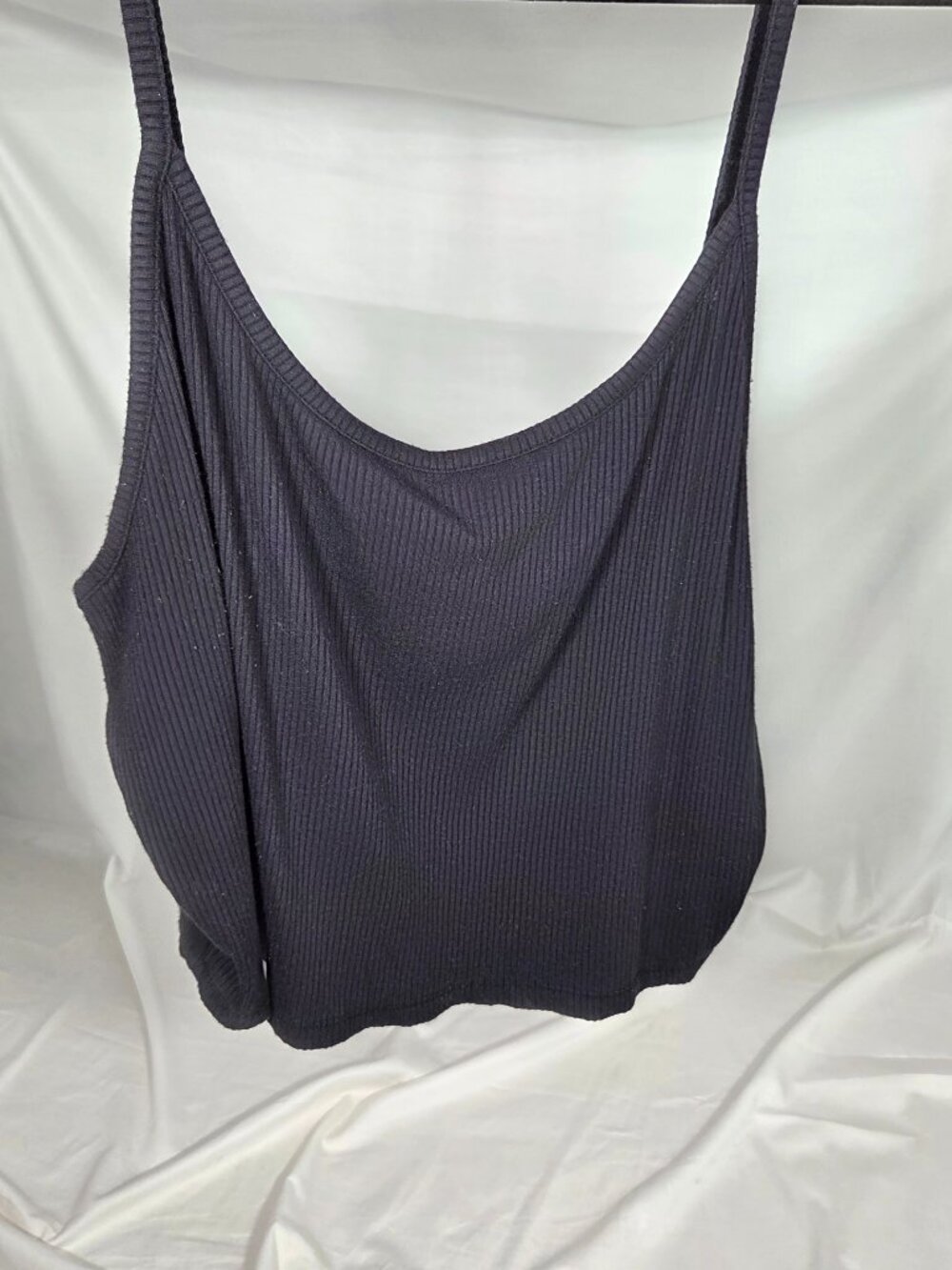 American Eagle Dark Gray Ribbed Scoop Neck Tank Top - Size XXL